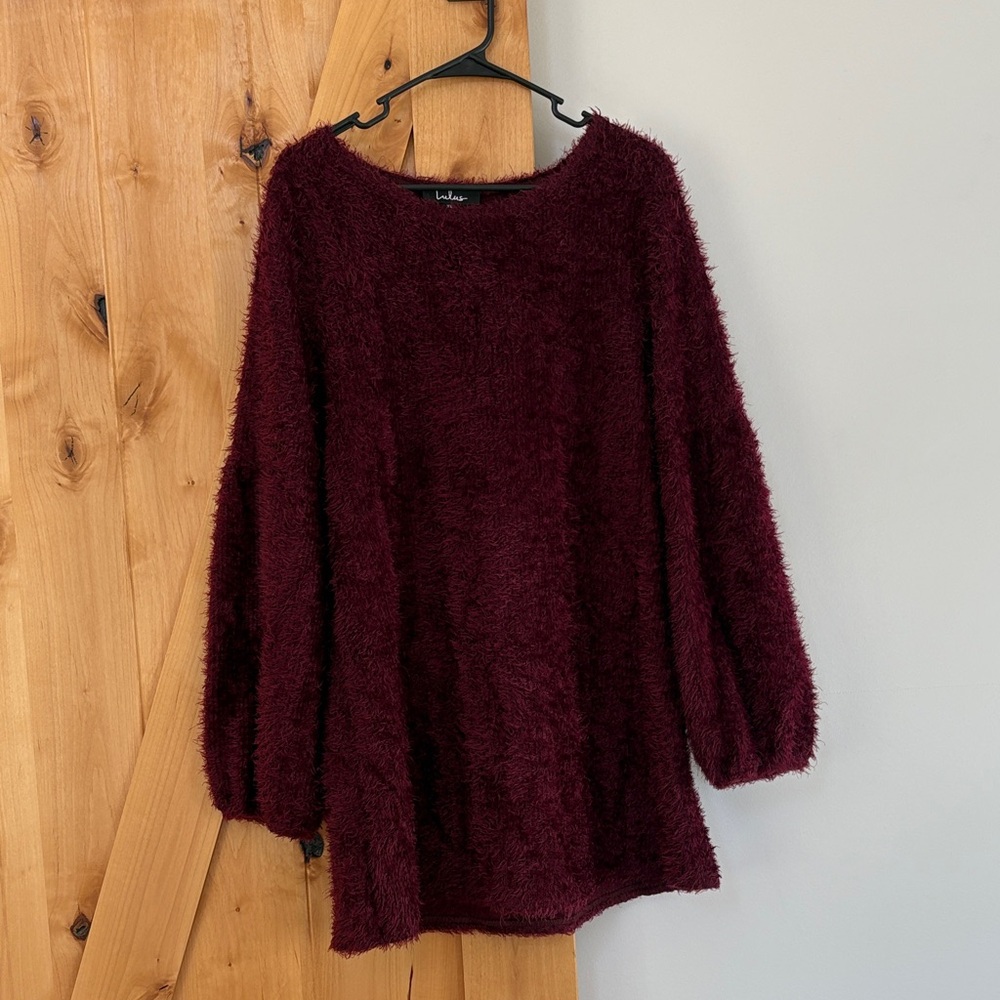 Lulu's Deep Red Textured Sweater